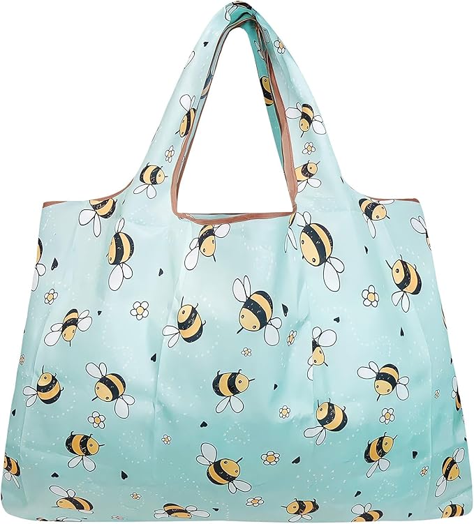 allydrew Large Foldable Tote Nylon Reusable Grocery Bags, 6 Pack