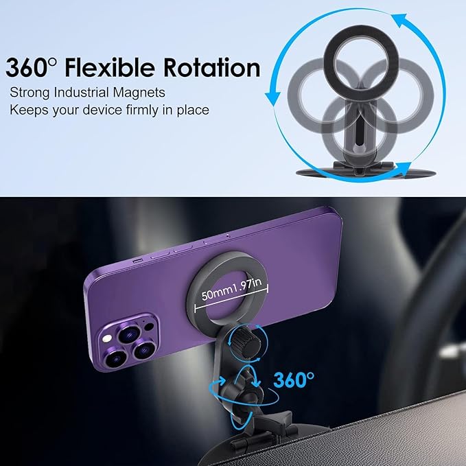 EEEKit Magnetic CD Slot Phone Mount, 20 Strong Magnets CD Player Holder, Pop Grip Ring Support for Magsafe Cases and All Smartphones