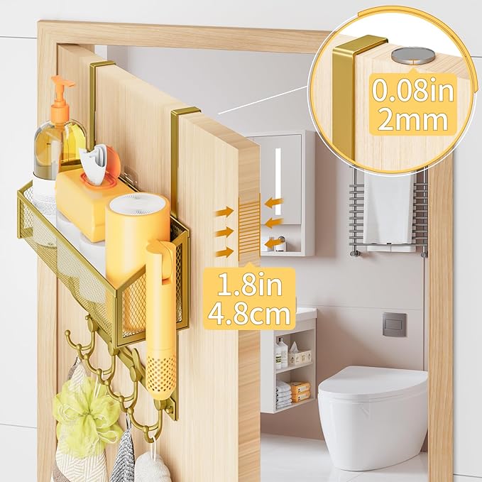 Kaiferty Over The Door Hooks Organizer, Coat Rack Over The Door Storage Hanger Towel Rack, Back of Door Storage Organizer for