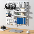 Peg Board Combination Kit, 8 Pegboards with 40 Accessories, Pegboard Wall Organizer for Office, Nursery & Home Storage, Key H