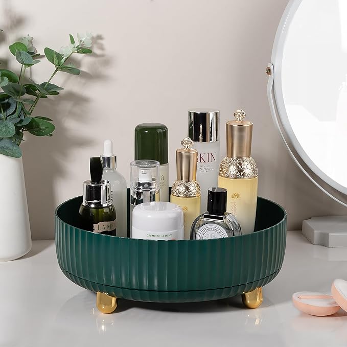 Anyoifax Makeup Perfume Organizer Tray 360 Degree Rotating Lazy Susan Skincare Lotion Organizer Spinning Cosmetics Storage fo