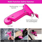 Roadside Emergency Car Kit for Vehicles, Car Safety Kit with Jumper Cables, Safety Hammer, Pink Car Accessories Road Trip Ess