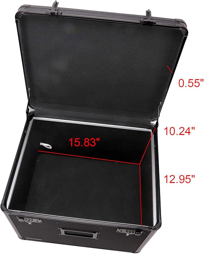 Vaultz Locking File Storage Box, Two-Handled, Letter/Legal File Storage, Tactical Black, 16.5 x 13.5 x 12 inches