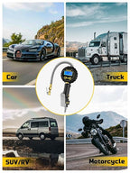 AZUNO Digital Tire Inflator with Pressure Gauge, 200 PSI (0.1 Res) w/LED Flashlight, Heavy Duty Air Compressor Accessories 7pcs Set, w/Lock on Air Dual Head Chuck and 90° Tire Valve