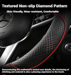 Car Steering Wheel Cover, Premium Nappa Leather Steering Wheel Cover, Non-Slip & Breathable, Universal Fit for 14.5-15 Inch W