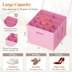 Lifewit 6 Pack Shoe Storage Organizer for Closet, Large Shoe Box Storage Containers with Clear Cover, Foldable Storage Bins F
