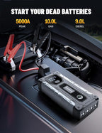 Sharmeal Car Jump Starter 5000A, Jump Starter Battery Pack for 10.0L Gas and 9.0L Diesel, 12V Portable Jump Box with LED