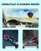 AutoEC Windshield Cleaning Tool, Car Cleaner Tool with Inside Extendable Handle, Window Cleaner Brush Kit Auto Glass Wiper for Windshield with 2 Microfiber Towel Pads Home Windows, Trucks, SUV & RV