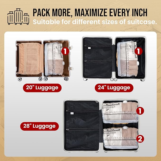 TAILI 12 Pack Cube Vacuum Storage Bags, Medium Size (25x19x11 inch), Vacuum Seal Bags for Clothing, Travel Compression Packin
