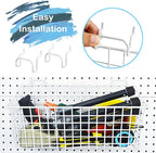 G.CORE 2 Pack Large Pegboard Baskets, Metal Shelves Hooks to 1/8" 1/4" Peg Boards, Peg Board Baskets Bins Set - Organize Tool