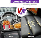 Car Steering Wheel Desk Tray for Laptop and Eating 2 in 1 Multipurpose Travel Accessory with Drink and Pen Holder Compatible with Most Vehicles