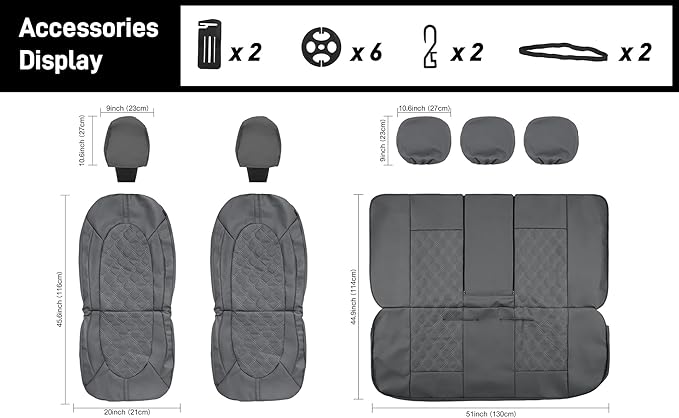 CAROMOP Luxury PU Leather Car Seat Covers Front Set - Anti-Stain Waterproof Automotive Seat Covers for Cars - Universal Car I