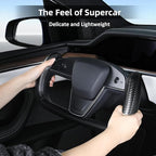 Steering Wheel Cover for Tesla Yoke Steering Wheel Cover Customzied for Tesla Model S 2021-Present/Model X 2021-Present Accessories,Anti-Slip,Comfortable Grip,Breathable,Matte Black