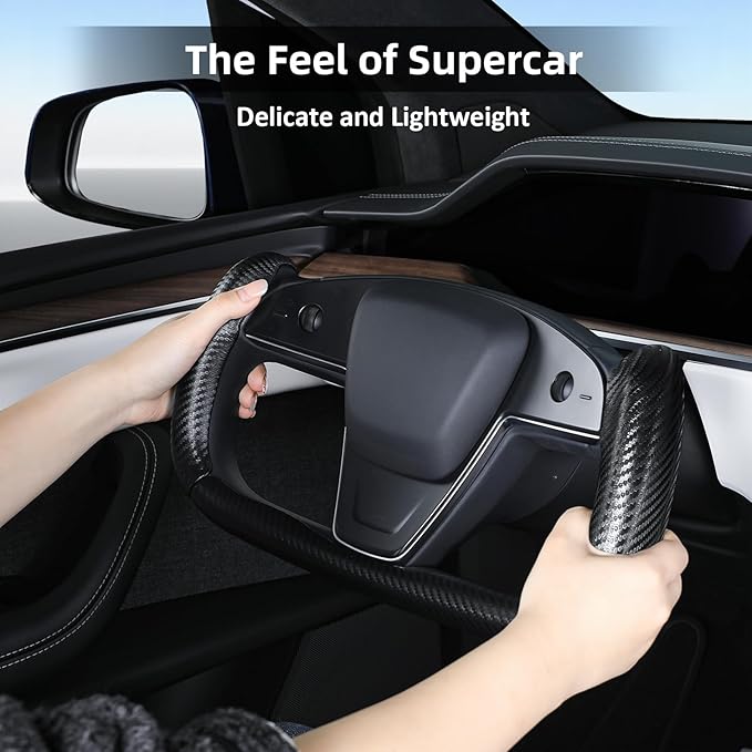 Steering Wheel Cover for Tesla Yoke Steering Wheel Cover Customzied for Tesla Model S 2021-Present/Model X 2021-Present Accessories,Anti-Slip,Comfortable Grip,Breathable,Matte Black