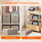 Lifewit 4 Pack Clothes Organizer, 6 Grids Closet Jean Storage Bins with Handles and Support Boards, Foldable Drawer Organizer