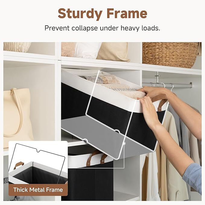 StorageWorks Storage Bins, Fabric Storage Bins for Shelves, Extra Large Storage Baskets with Metal Frame, Closet Baskets and 