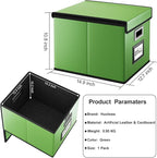 Huolewa Portable Leather File Organizer Storage Boxes, Collapsible File Folder Organizer Boxes with Lids, Document Organizer,