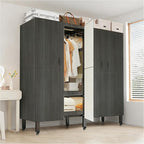 Foldable Portable Wardrobe On Wheels, Freestanding Garment Rack, with Magnetic Door 2000lbs, Heavy Duty Clothes Rack, for Bed