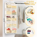 Over The Door Organizer 5 Tiers, Extra Large Behind Door Storage of 10 Compartments, 80 lbs Weight Capacity Hanging Storage O