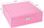 Two-Layer Jewelry Box Organizer Display Storage case with Lock (Pink)
