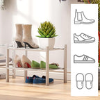 viewcare White Small Shoe Rack for Entryway,2-Tier Bamboo Shoe Organizer for Hallway Closet, Free Standing Shoe Racks for Ind