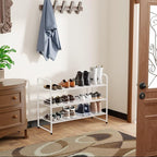SUFAUY 3 Tier 33" Wide White Metal Shoe Rack for Closet, Stackable