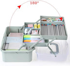 BTSKY 3-Layer Plastic Dividing Storage Box Craft Organizer and Storage with Adjustable Spacers Portable Handled Art Supply Or