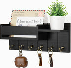 RelaxScene Key Holder Wall Mount - Decorative Key Rack and Mail Organizer with 6 Key Hooks - Wooden Key Hanger with Shelf for