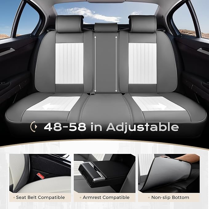Coverado Car Seat Covers Full Set, Seat Covers for Cars, Car Seat Cover, Car Seat Protector, Leather Car Seat Cushion, Waterp