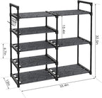 CSXGBAB Black Tubes Closet Shoe Rack, Boot Rack, 5 Tier Oxford Fabric Shelf, Easy Assembly, Sturdy and Durable, Holds Up to 3