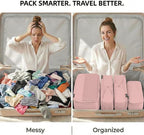 4 Piece Compression Packing Cubes for 3–7 Day Travel, Lightweight Travel Organizers with Breathable Mesh, Double-Zipper Packi