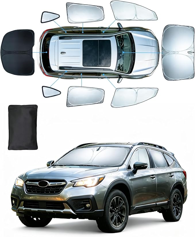 Sun Shades for Outback 2020-2025 Windshield Sunshade Accessories Full Window Shades Front Rear Side Window Covers Fixed Sun Visor Blocker Privacy Car Keep Car Cool 7 PCS
