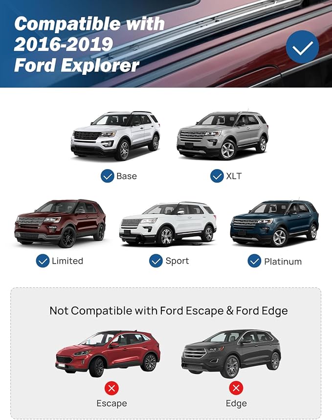 JOYTUTUS Aluminum Lockable Roof Rack Cross Bars Compatible with Ford Explorer 2016-2019 XLT/Limited/Sport/Platinum, Anti-Theft Crossbars for Rooftop Cargo Carrier, Kayak, Bike, Snowboard & Luggage