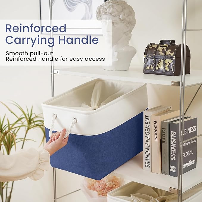 Large Storage Baskets- 16x12x12 inch Storage Bins for Shelves and Closet Organizing, Foldable Fabric Bin for Home Organizatio