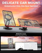 Smolink Tesla Phone Mount, All Metal Strong Magnet Magnetic Phone Holder for Car Dashborad and Tesla Model 3/Y/S/X, Foldable Hidden for MagSafe Car Mount Fit for iPhone All Phones, Red