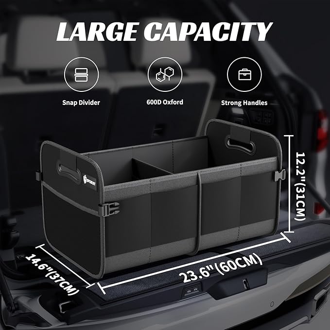 Sposuit Trunk Organizer for Car - 70L Collapsible Car Storage with 11 Pockets & Reinforced Handles, SUV Trunk Organizers for