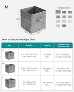 SONGMICS Storage Cubes, 11.8-Inch Non-Woven Fabric Bins with Double Handles, Set of 6, Closet Organizers for Shelves, Foldabl