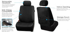 FH Group Car Seat Cover Black Full Set Deluxe Leatherette Protector Interior Accessories Universal Fit Full Set - Airbag Comp