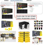 WallPeg Pegboard Bins & Cups - 15 each 5" Bins and 5 each 5" Cups - Hooks to Peg Board Panel Organize Hardware Arrange Access