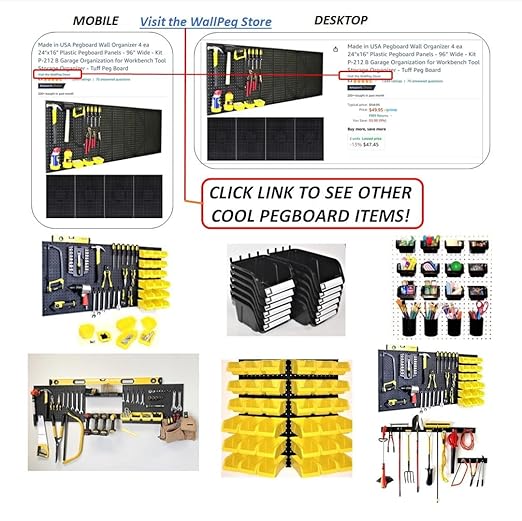 WallPeg Pegboard Kit - 4 Each 24"x16" White Pegbaord Panels - Made in The USA
