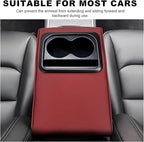 Car Center Console Armrest Pillow, Memory Foam Auto Armrest Box Cover with Cup Holder & Phone Holder, Waterproof Leather Arm Rest Protector Cushion, Interior Car Accessories (Wine Red)
