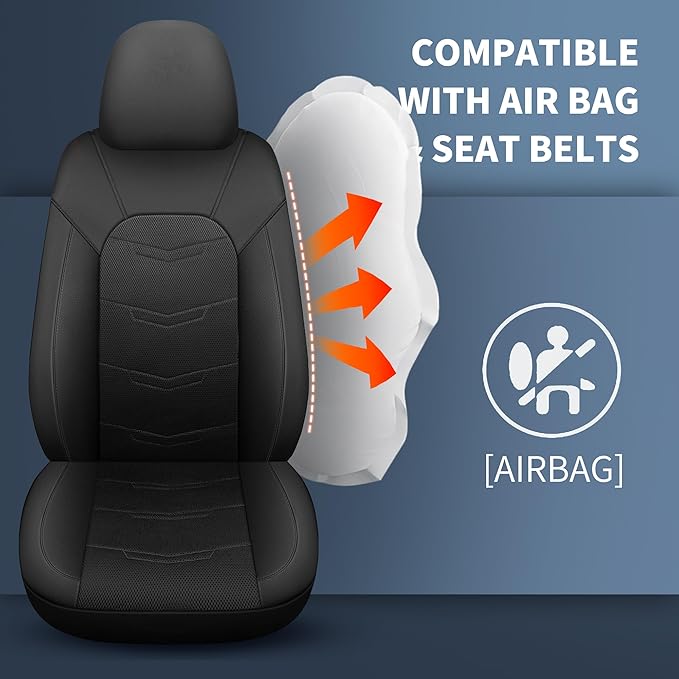 Car Seat Covers Full Set,Leather Car Seat Covers,Breathable and Sporty Car Seat Cover,Universal Fit Anti-Slip Seat Covers for