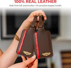Genuine Leather Luggage Tag with Privacy Flap Set for Men Women Travel Easy with Suitcase Tags Identifiers (Brown, 2 Pack)