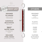 MORALVE Space Saving Hangers for Closet – 4 Pack European Beechwood 6-Tier Shirt Organizer with 360° Swivel Hook – Collapsibl