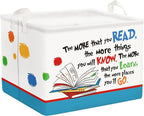 Clastyle Collapsible Back to School Reading Book Storage Basket Dr Quotes Book Organizer for Nursery Room Classroom Library R