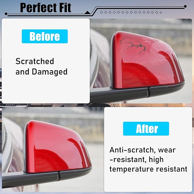 Jaronx Compatible with Tesla Model Y Side Mirror Cover Replacement 2020 2021 2022 2023 2024, Left Driver Side Door Wing Red Rearview Mirror Cover Cap for Tesla Model Y Accessories
