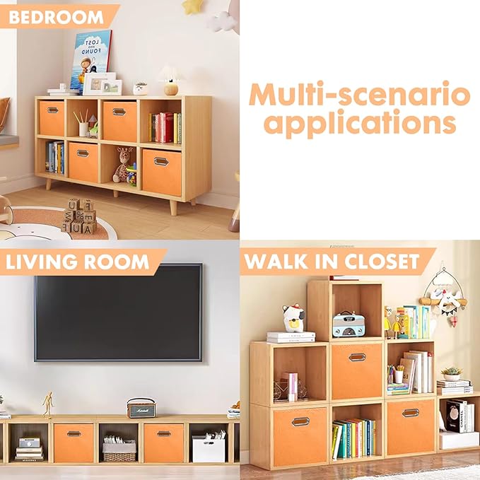ShellKingdom Storage Bins, Foldable Fabric Storage Cubes And Cloth Storage Organizer Drawer with Metal Handle For Closet And 