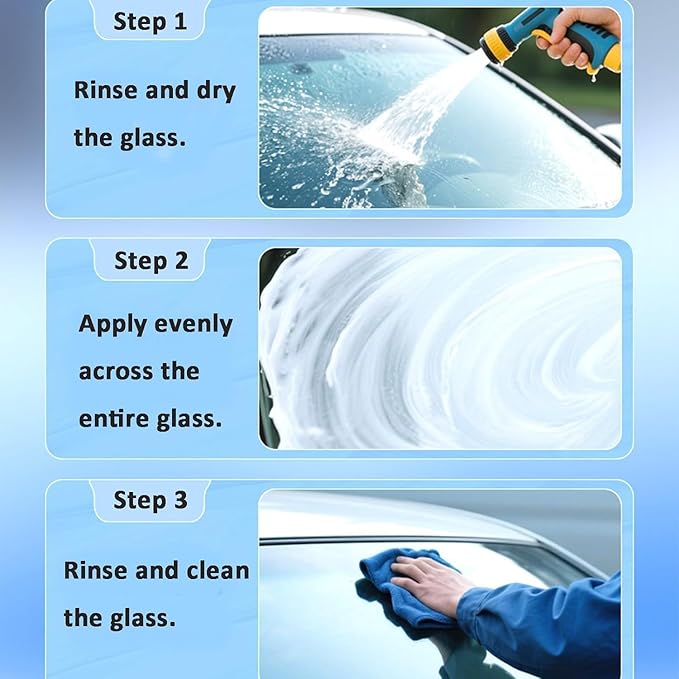 Car Glass Cleaner Spray, 2026 New Car Oil Film Cleaner, 3.52 oz Glass Guard, Upgrade Windshield Cleaner, Glass Cleaning Board