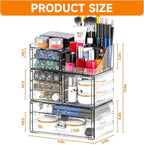 Acrylic Clear Makeup Organizer Countertop,Stackable Skincare Organizer for Vanity With 8 Drawers,Large Plastic Desk Accessori
