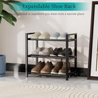 EKETE Expandable Shoe Rack,Adjustable and Stackable 3-Tier Shoe Rack Organizer, Shoe Rack for Closet,Space Saving,Metal Free 